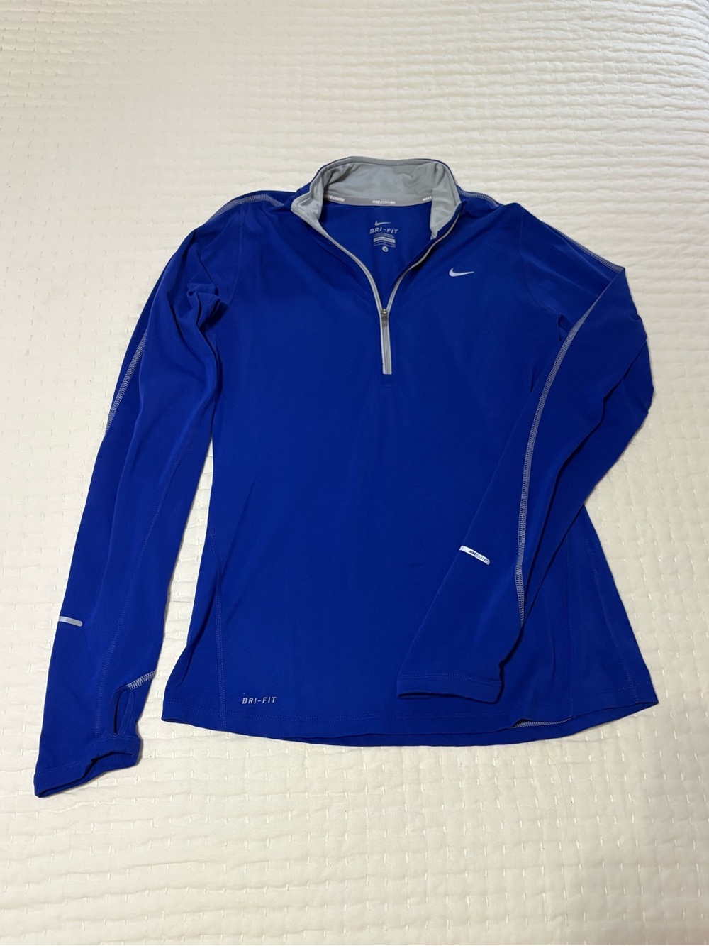 Nike Royal Blue and Gray Dri-FIT 1/4 Zip Running Top